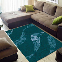 Aloha Hawaii Floral Tapa Area Rug Patchwork Teal - Polynesian Pride