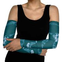Aloha Hawaii Floral Tapa Arm Sleeves Patchwork Teal - Polynesian Pride