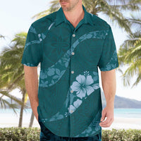 Aloha Hawaii Floral Tapa Hawaiian Shirt Patchwork Teal - Polynesian Pride