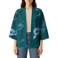 Aloha Hawaii Floral Tapa Kimono Patchwork Teal - Polynesian Pride
