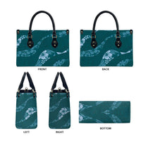 Aloha Hawaii Floral Tapa Leather Bag Patchwork Teal LT7 - Polynesian Pride