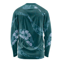 Aloha Hawaii Floral Tapa Long Sleeve Shirt Patchwork Teal LT7 - Polynesian Pride