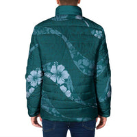 Aloha Hawaii Floral Tapa Padded Jacket Patchwork Teal LT7 - Polynesian Pride
