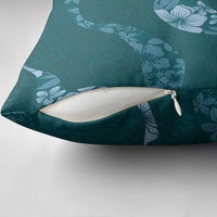 Aloha Hawaii Floral Tapa Pillow Cover Patchwork Teal - Polynesian Pride