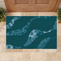 Aloha Hawaii Floral Tapa Rubber Doormat Patchwork Teal LT7 Teal - Polynesian Pride
