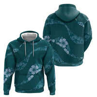 Aloha Hawaii Floral Tapa Zip Hoodie Patchwork Teal - Polynesian Pride