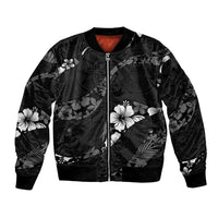 Aloha Hawaii Floral Tapa Bomber Jacket Patchwork Charcoal - Polynesian Pride