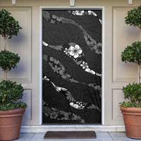 Aloha Hawaii Floral Tapa Door Cover Patchwork Charcoal - Polynesian Pride