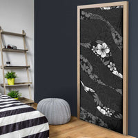 Aloha Hawaii Floral Tapa Door Cover Patchwork Charcoal - Polynesian Pride