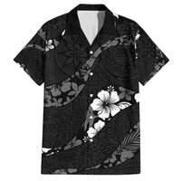 Aloha Hawaii Floral Tapa Family Matching Off Shoulder Maxi Dress and Hawaiian Shirt Patchwork Charcoal - Polynesian Pride
