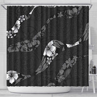 Aloha Hawaii Floral Tapa Shower Curtain Patchwork Charcoal LT7 - Polynesian Pride