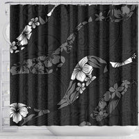 Aloha Hawaii Floral Tapa Shower Curtain Patchwork Charcoal LT7 - Polynesian Pride