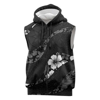 Aloha Hawaii Floral Tapa Sleeveless Zip Hoodie Patchwork Charcoal LT7 Charcoal - Polynesian Pride