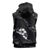 Aloha Hawaii Floral Tapa Sleeveless Zip Hoodie Patchwork Charcoal LT7 - Polynesian Pride