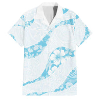 Aloha Hawaii Floral Tapa Family Matching Long Sleeve Bodycon Dress and Hawaiian Shirt Patchwork Turquoise LT7 Dad's Shirt - Short Sleeve Turquoise - Polynesian Pride