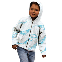 Aloha Hawaii Floral Tapa Kid Hoodie Patchwork Turquoise - Polynesian Pride