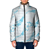 Aloha Hawaii Floral Tapa Padded Jacket Patchwork Turquoise LT7 Men Turquoise - Polynesian Pride