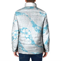 Aloha Hawaii Floral Tapa Padded Jacket Patchwork Turquoise LT7 - Polynesian Pride