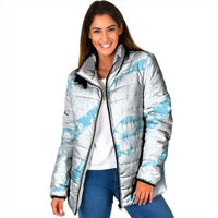 Aloha Hawaii Floral Tapa Padded Jacket Patchwork Turquoise LT7 Women Turquoise - Polynesian Pride