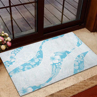 Aloha Hawaii Floral Tapa Rubber Doormat Patchwork Turquoise LT7 - Polynesian Pride