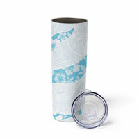 Aloha Hawaii Floral Tapa Skinny Tumbler Patchwork Turquoise - Polynesian Pride