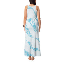 Aloha Hawaii Floral Tapa Tank Maxi Dress Patchwork Turquoise - Polynesian Pride