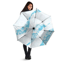 Aloha Hawaii Floral Tapa Umbrella Patchwork Turquoise - Polynesian Pride