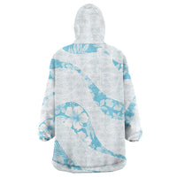 Aloha Hawaii Floral Tapa Wearable Blanket Hoodie Patchwork Turquoise - Polynesian Pride