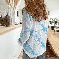 Aloha Hawaii Floral Tapa Women Casual Shirt Patchwork Turquoise - Polynesian Pride