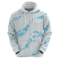 Aloha Hawaii Floral Tapa Zip Hoodie Patchwork Turquoise - Polynesian Pride