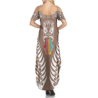 personalised-kia-kaha-te-reo-maori-family-matching-summer-maxi-dress-and-hawaiian-shirt-hei-tiki-mix-koru-brown