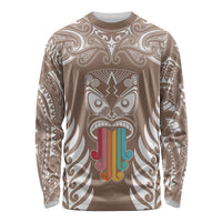 personalised-kia-kaha-te-reo-maori-long-sleeve-shirt-hei-tiki-mix-koru-brown