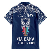 Personalised Kia Kaha Te Reo Maori Family Matching Puletasi Dress and Hawaiian Shirt Hei Tiki Mix Koru - Navy Blue LT7 - Polynesian Pride