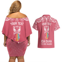 personalised-kia-kaha-te-reo-maori-couples-matching-off-shoulder-short-dress-and-hawaiian-shirt-hei-tiki-mix-koru-pink