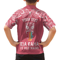 personalised-kia-kaha-te-reo-maori-family-matching-short-sleeve-bodycon-dress-and-hawaiian-shirt-hei-tiki-mix-koru-pink
