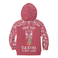 Personalised Kia Kaha Te Reo Maori Kid Hoodie Hei Tiki Mix Koru - Pink LT7 - Polynesian Pride