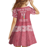personalised-kia-kaha-te-reo-maori-kid-short-sleeve-dress-hei-tiki-mix-koru-pink