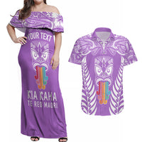 personalised-kia-kaha-te-reo-maori-couples-matching-off-shoulder-maxi-dress-and-hawaiian-shirt-hei-tiki-mix-koru-purple