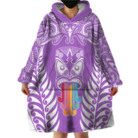 personalised-kia-kaha-te-reo-maori-wearable-blanket-hoodie-hei-tiki-mix-koru-purple