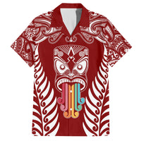 personalised-kia-kaha-te-reo-maori-family-matching-off-shoulder-short-dress-and-hawaiian-shirt-hei-tiki-mix-koru-red