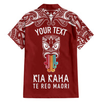 personalised-kia-kaha-te-reo-maori-family-matching-short-sleeve-bodycon-dress-and-hawaiian-shirt-hei-tiki-mix-koru-red