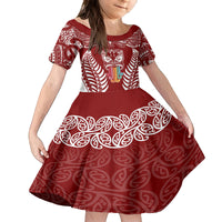 personalised-kia-kaha-te-reo-maori-kid-short-sleeve-dress-hei-tiki-mix-koru-red