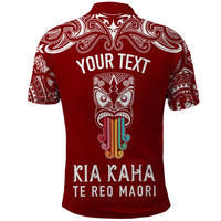 Personalised Kia Kaha Te Reo Maori Polo Shirt Hei Tiki Mix Koru - Red LT7 - Polynesian Pride