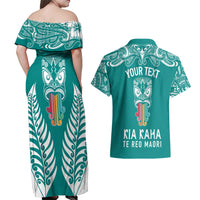 personalised-kia-kaha-te-reo-maori-couples-matching-off-shoulder-maxi-dress-and-hawaiian-shirt-hei-tiki-mix-koru-teal
