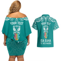 personalised-kia-kaha-te-reo-maori-couples-matching-off-shoulder-short-dress-and-hawaiian-shirt-hei-tiki-mix-koru-teal