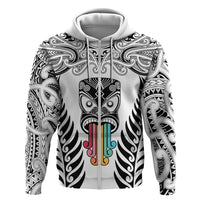 Personalised Kia Kaha Te Reo Maori Hoodie Hei Tiki Mix Koru - White LT7 - Polynesian Pride