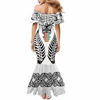 Personalised Kia Kaha Te Reo Maori Mermaid Dress Hei Tiki Mix Koru - White LT7 - Polynesian Pride