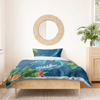 Outrigger Canoe Blue Bedding Set On The Waves LT7 - Polynesian Pride