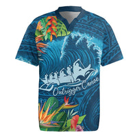 Outrigger Canoe Blue Rugby Jersey On The Waves