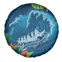 Outrigger Canoe Blue Spare Tire Cover On The Waves